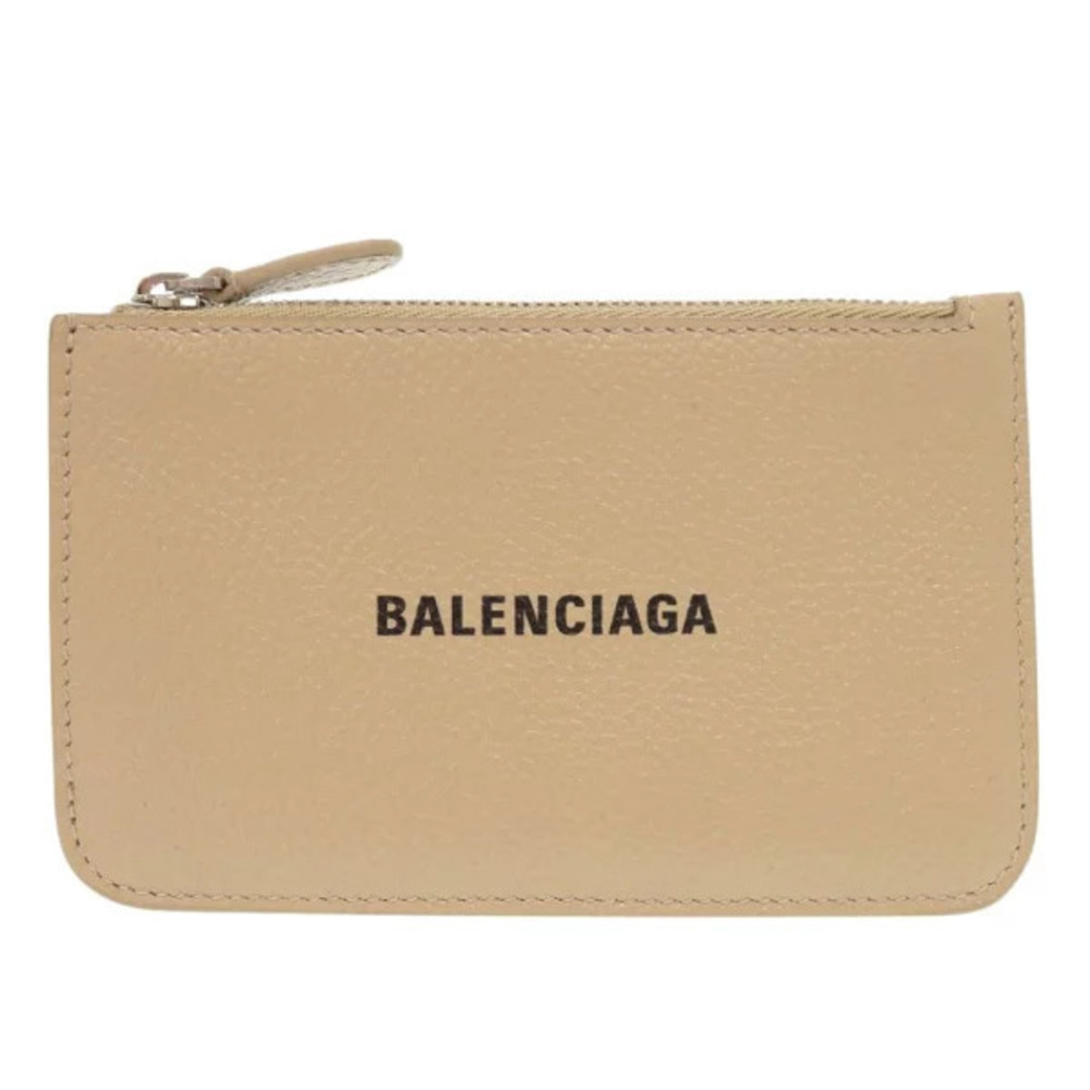Balenciaga Leather Beige Cream Card Case